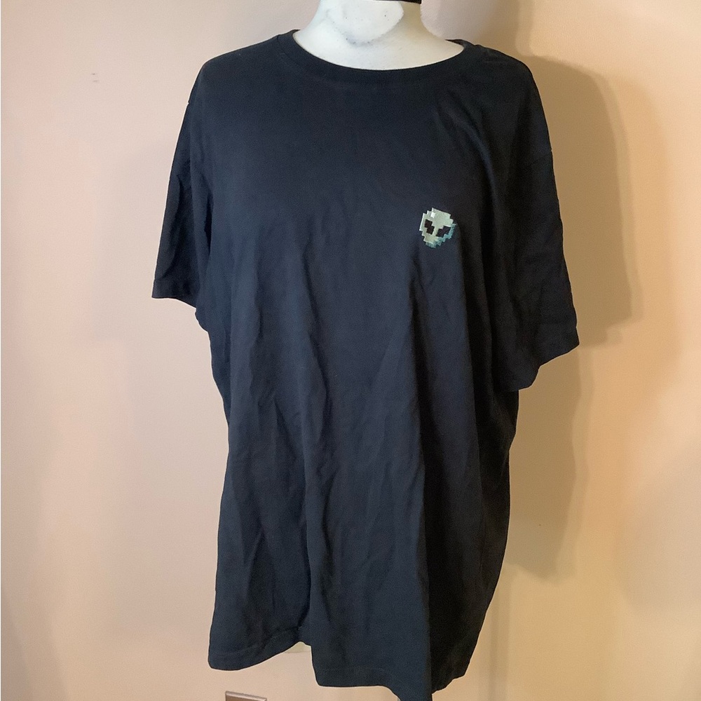 BrickTown Paris Black unisex Alien Pixel Cotton Tee Shirt XL